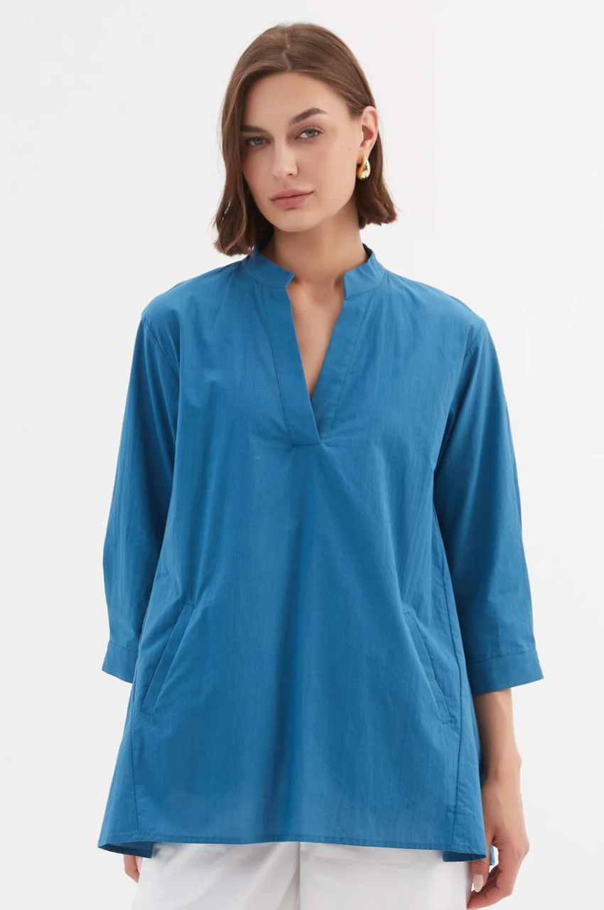 Notch Collar Shirt - Marine Blue