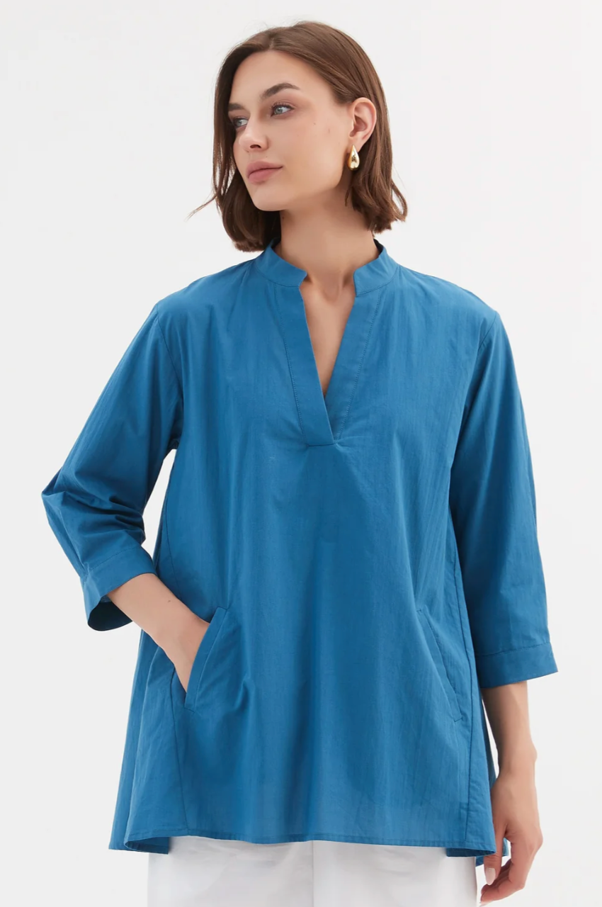 Notch Collar Shirt - Marine Blue