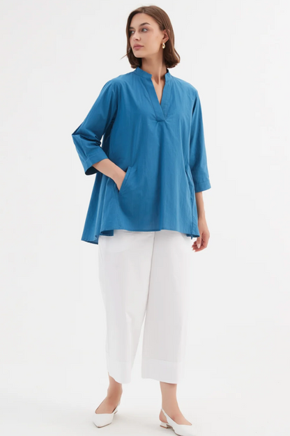 Notch Collar Shirt - Marine Blue