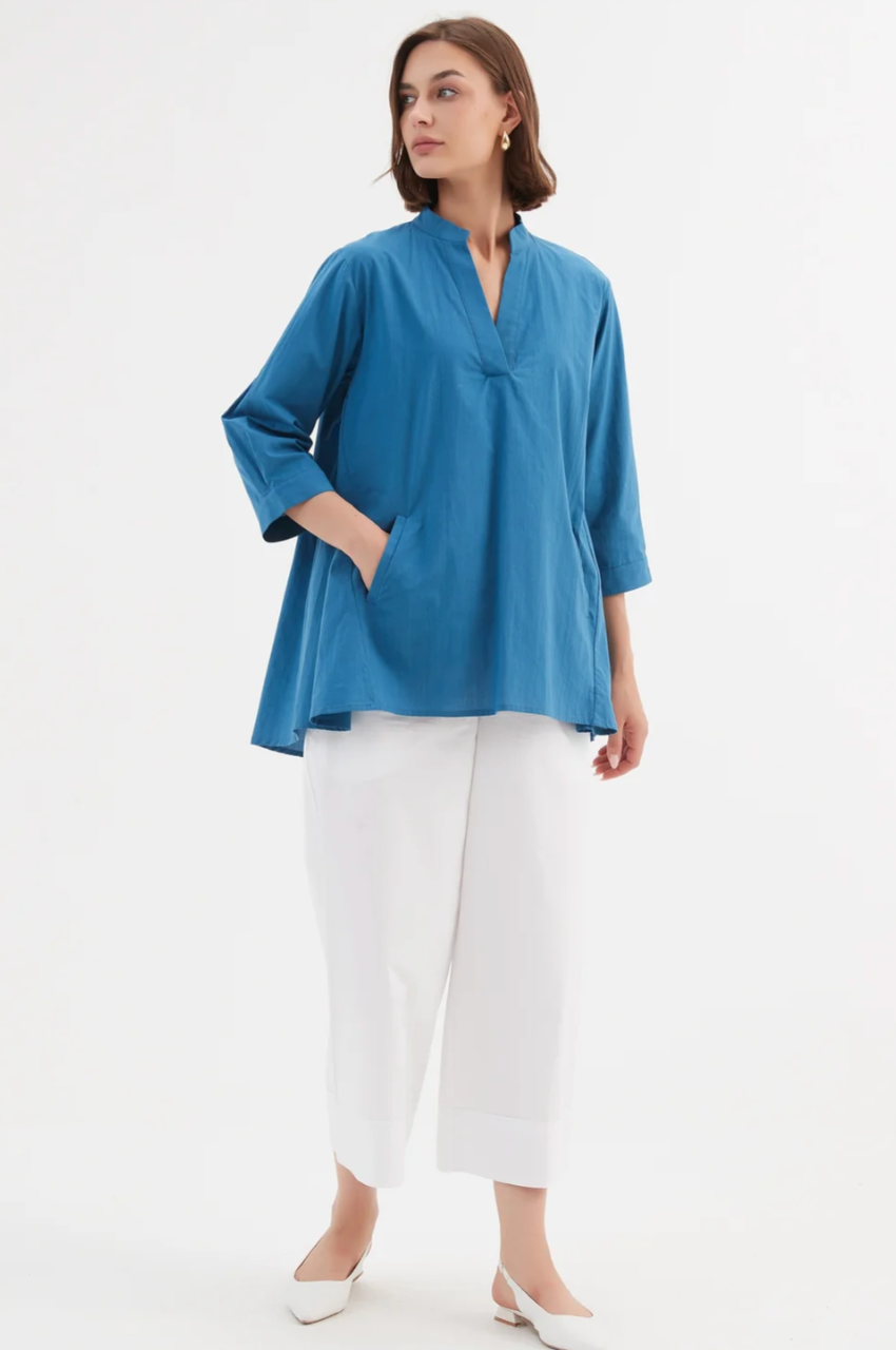 Notch Collar Shirt - Marine Blue