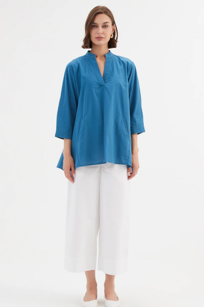 Notch Collar Shirt - Marine Blue