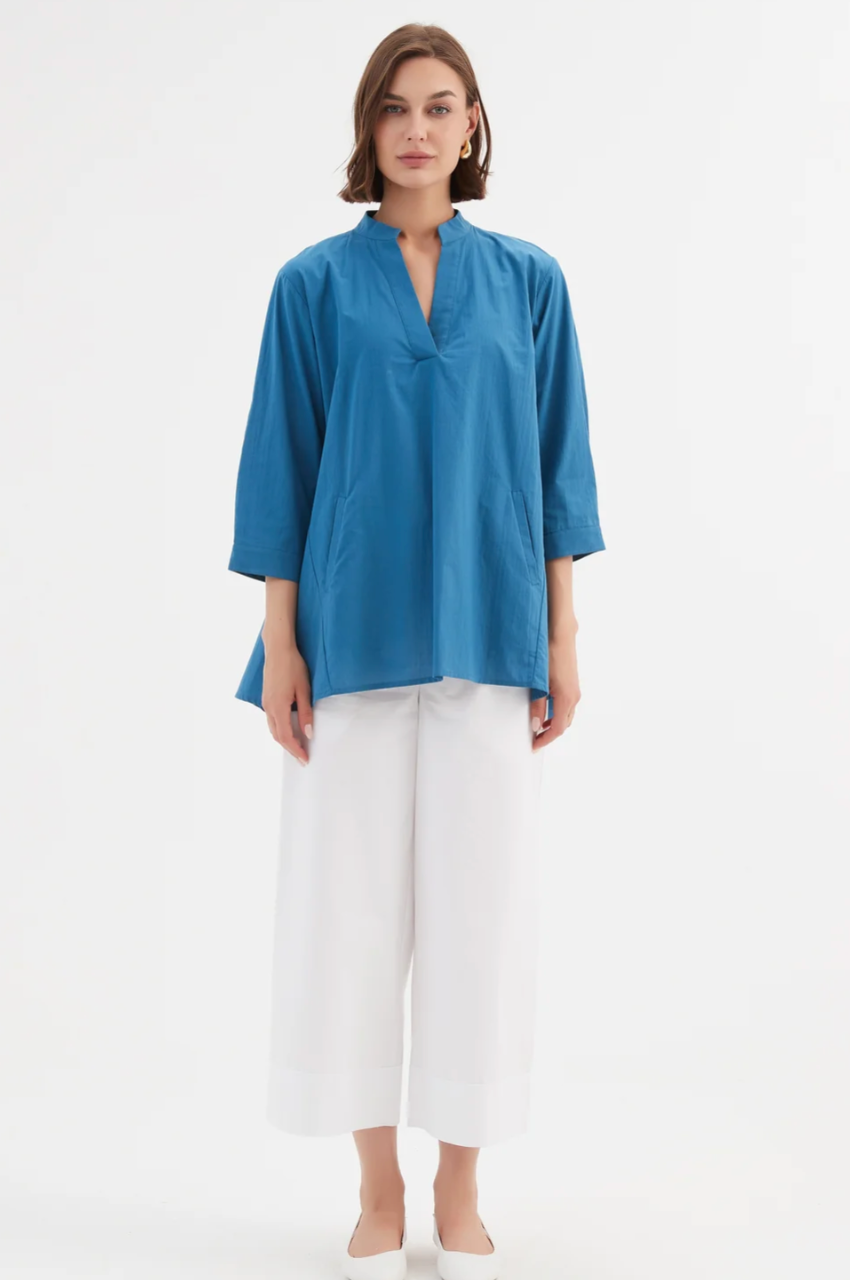 Notch Collar Shirt - Marine Blue