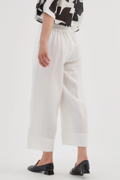 Wide Leg Linen Pant - White