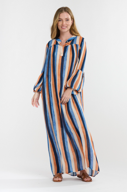 Billow Dress - Navy/Orange