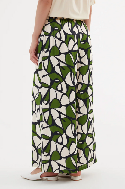 Wide Leg Print Pant - Green Oasis