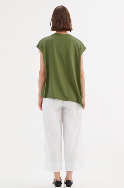 Assymetric Seam Tee - Olive