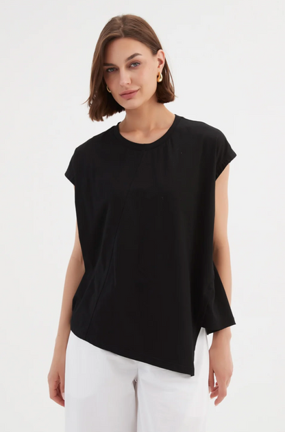 Assymetric Seam Tee - Black