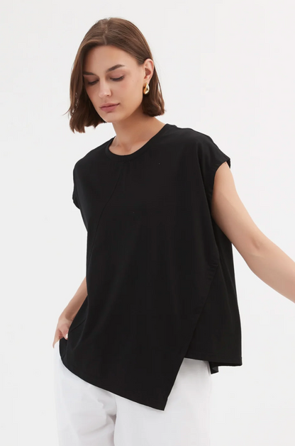 Assymetric Seam Tee - Black