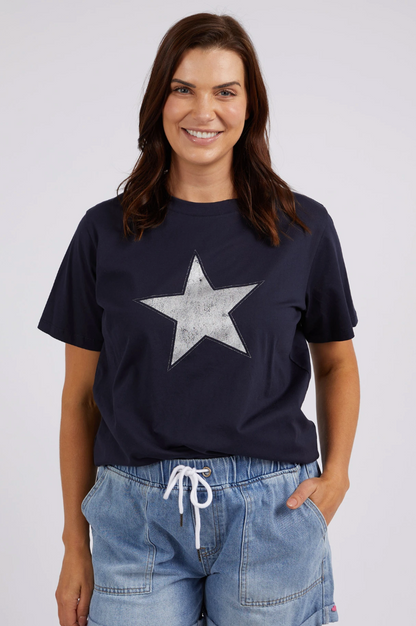 Sparkle Star Tee - Navy/Silver Print