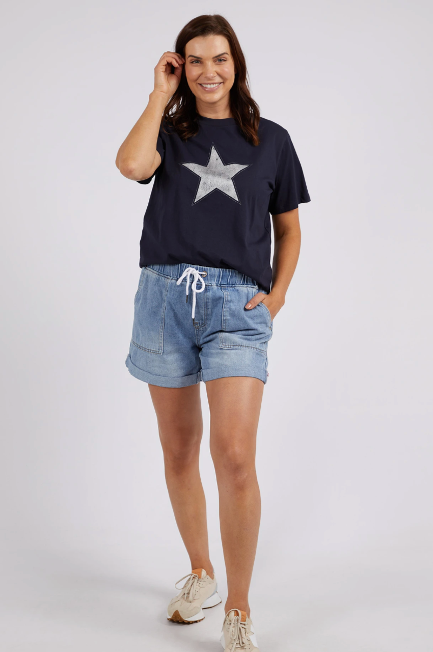 Sparkle Star Tee - Navy/Silver Print