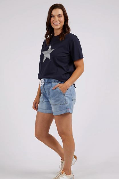 Sparkle Star Tee - Navy/Silver Print