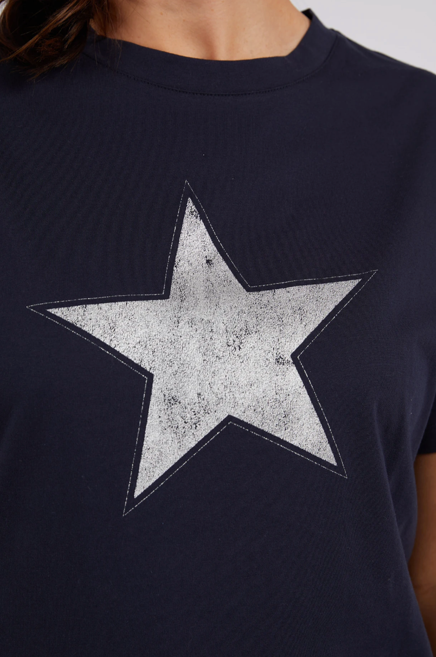 Sparkle Star Tee - Navy/Silver Print