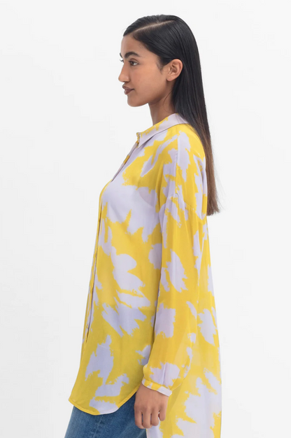 Ravnen Sheer Shirt - Saffron Naemi Print