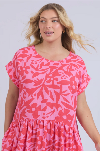 Sunset Hour Dress  Sleeve -Print