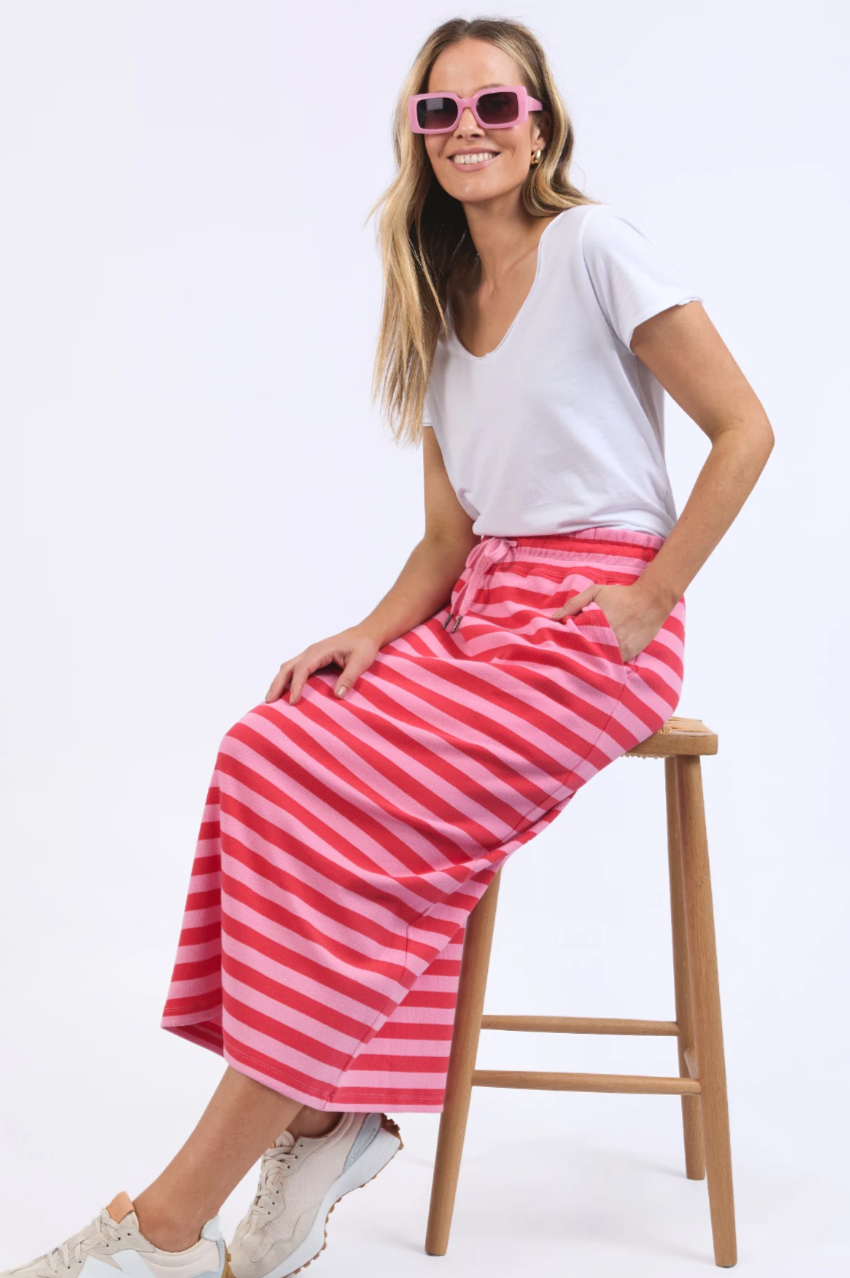 Sunset Stripe Skirt - Bittersweet & Strawberry Stripe