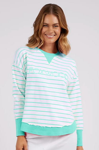 Simplified Stripe Crew - Neon Mint