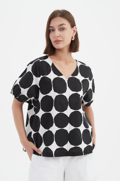 Bishop Sleeve Top - Black Spot