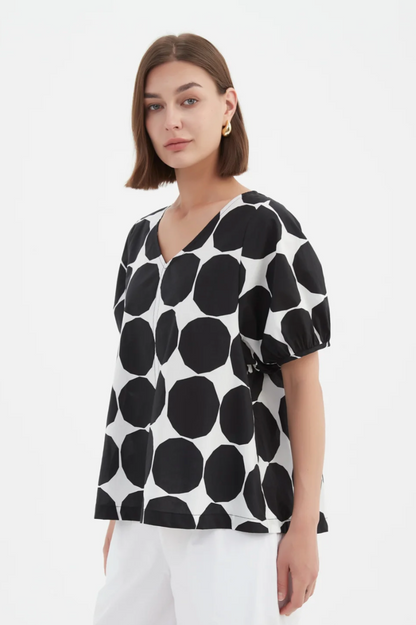 Bishop Sleeve Top - Black Spot