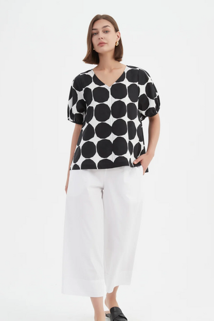 Bishop Sleeve Top - Black Spot