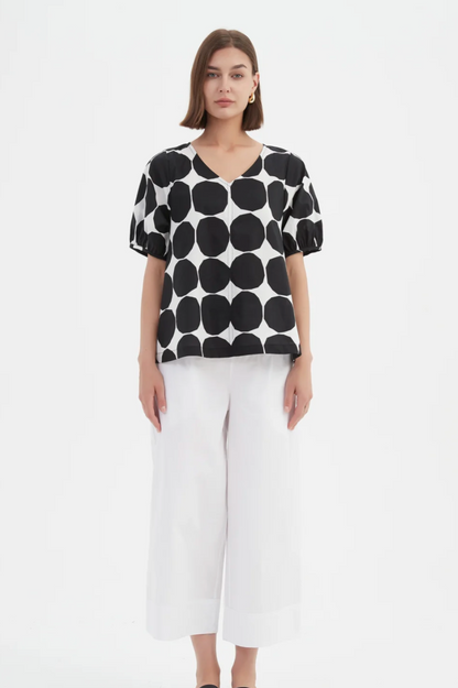 Bishop Sleeve Top - Black Spot