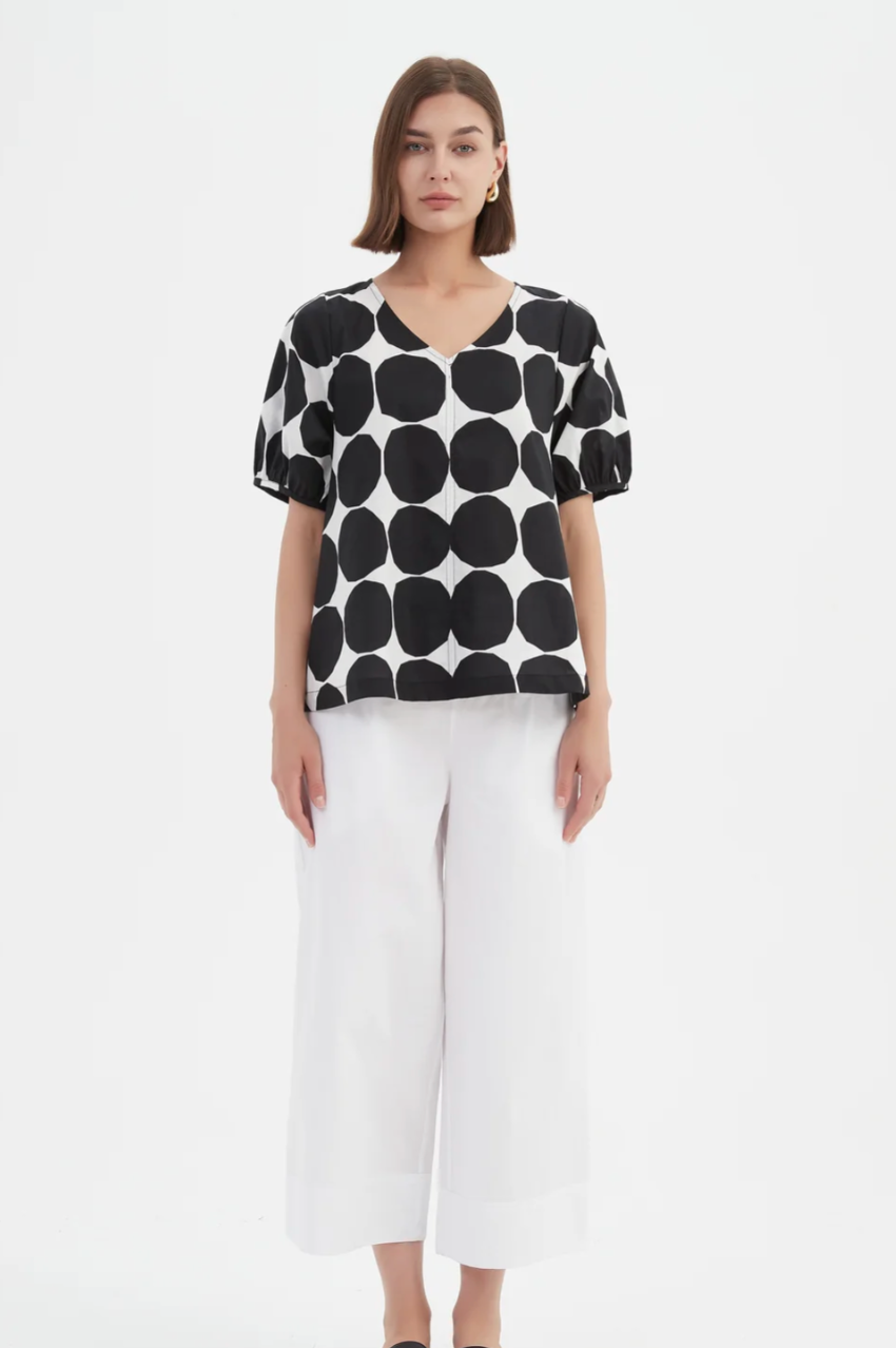 Bishop Sleeve Top - Black Spot