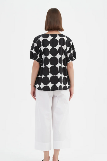 Bishop Sleeve Top - Black Spot