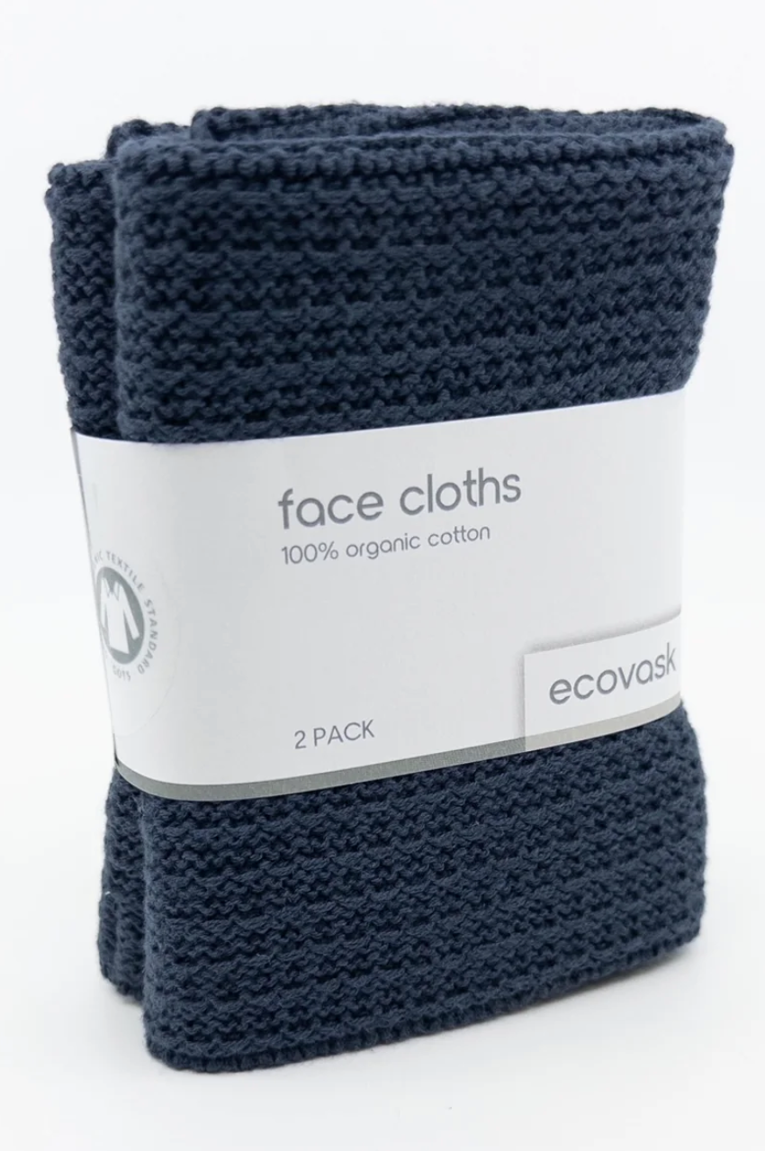 Organic Cotton Face Cloth 2pk - Navy