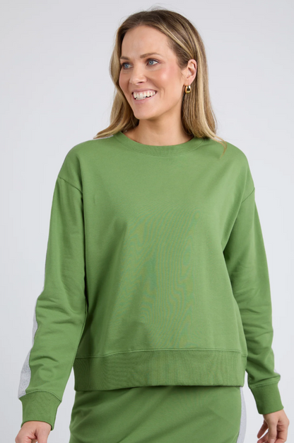 Elm Sloane Fleece Crew - Green/Grey