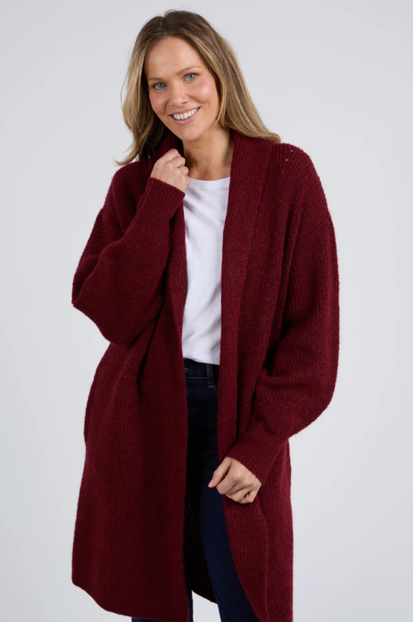 Elm Sylvie Longline Cardi - Merlot