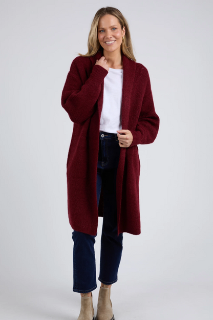 Elm Sylvie Longline Cardi - Merlot