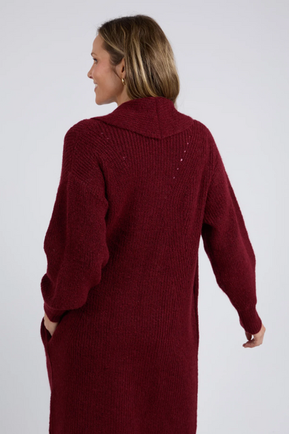 Elm Sylvie Longline Cardi - Merlot