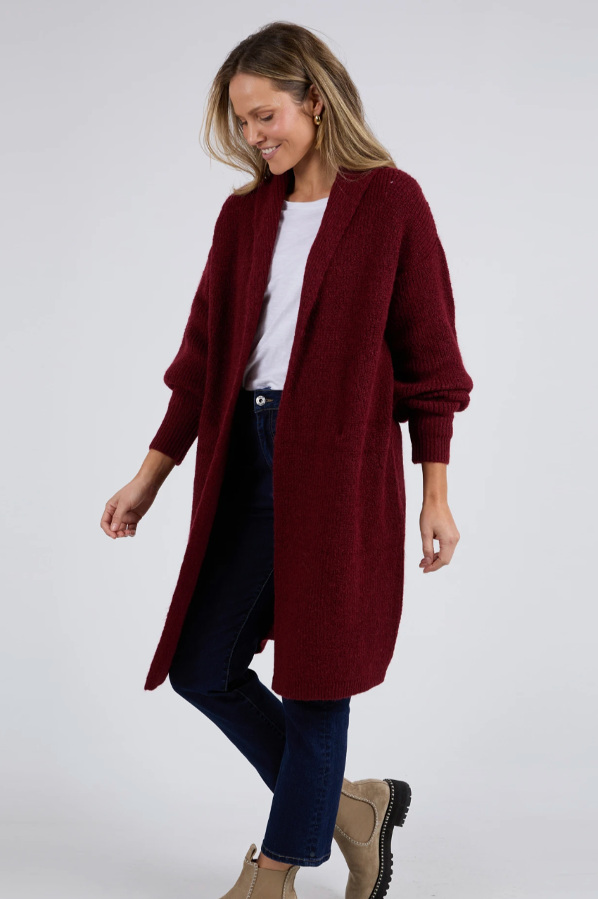 Elm Sylvie Longline Cardi - Merlot