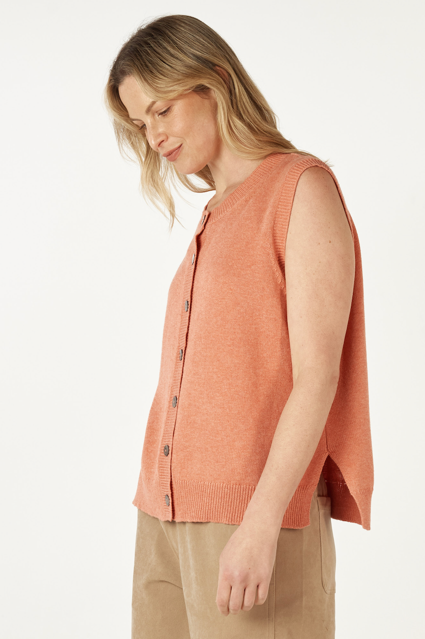 Zaket & Plover Button Vest - Peach