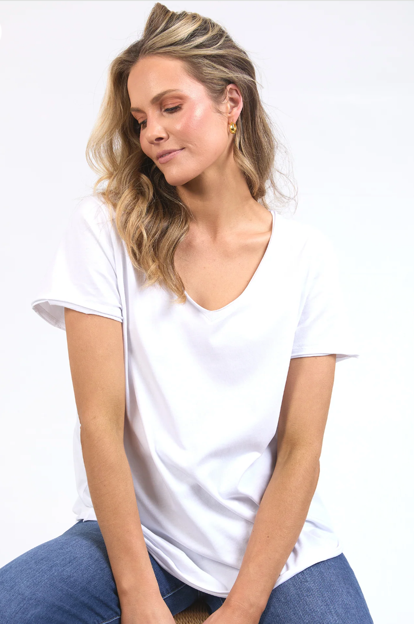 Elm Pima Vee Tee - White