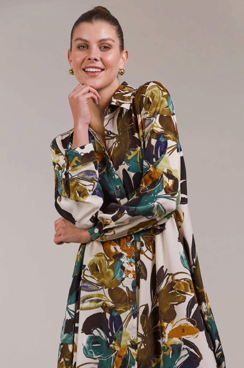 Elsie Shirt Dress - Botanical Tusk