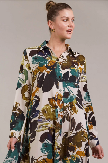 Elsie Shirt Dress - Botanical Tusk