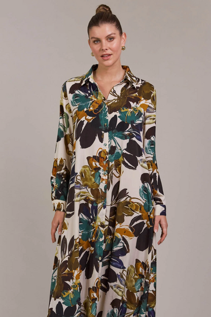 Elsie Shirt Dress - Botanical Tusk