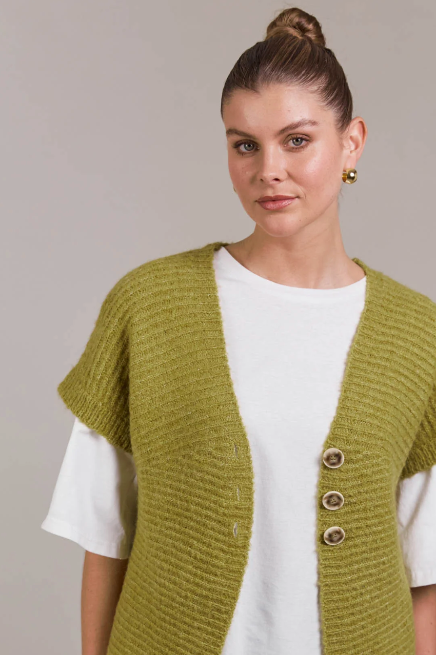 Folie Button Vest - Chartreuse