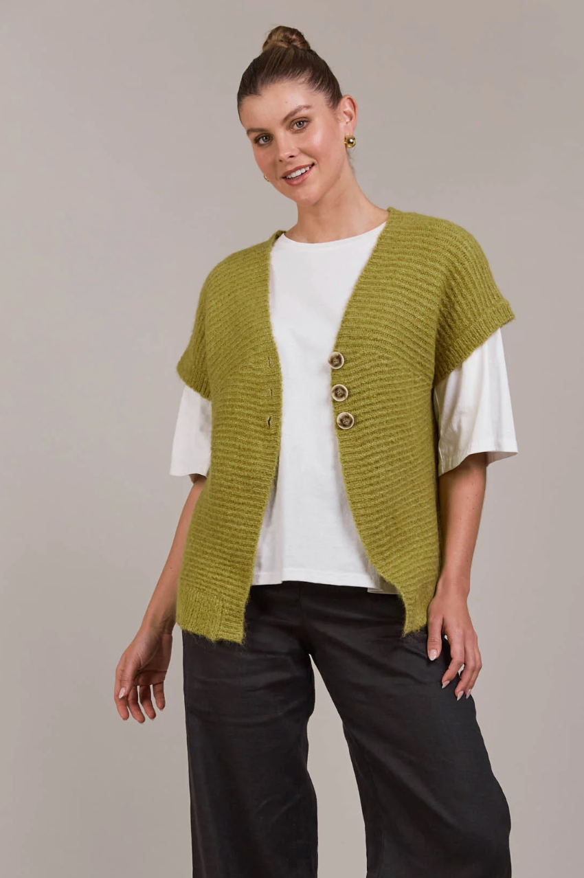 Folie Button Vest - Chartreuse