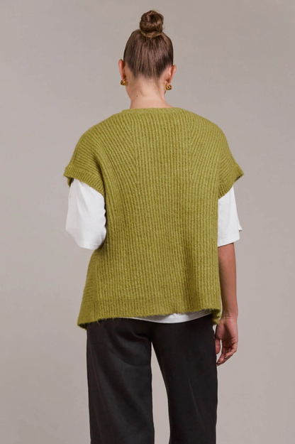 Folie Button Vest - Chartreuse