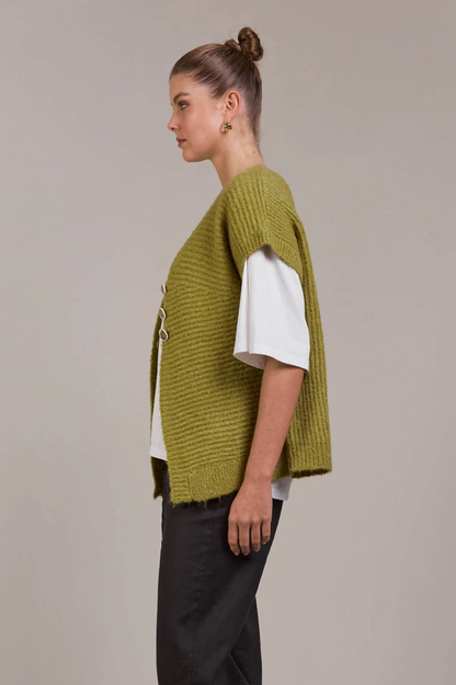 Folie Button Vest - Chartreuse