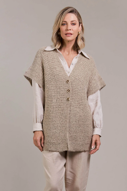 Folie Button Vest - Oat