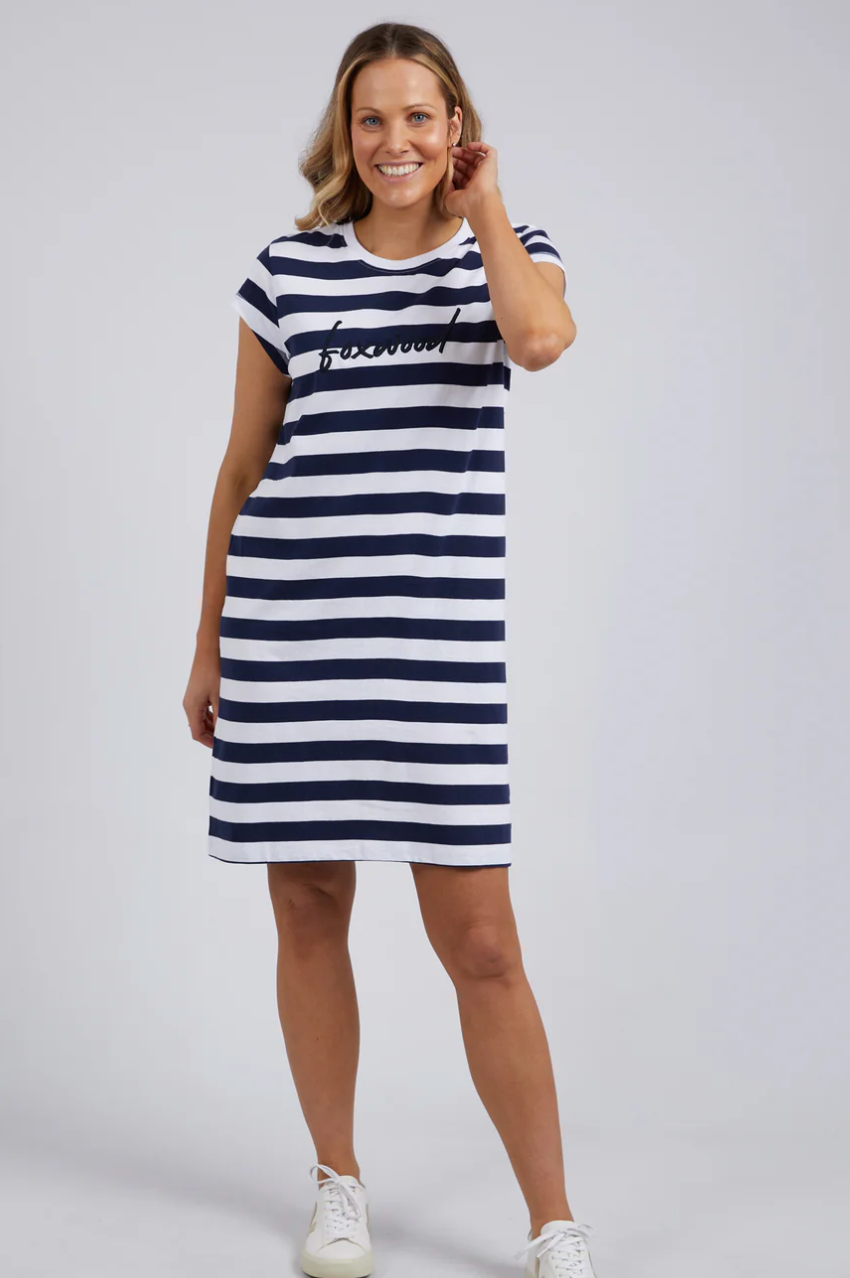 Foxwood Signature Stripe Tee DRESS - NAVY & WHITE STRIPE