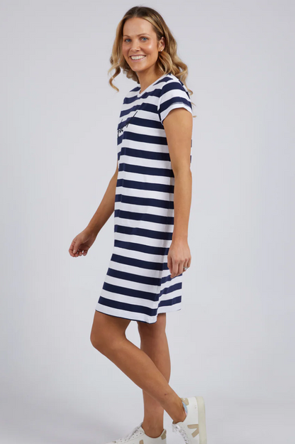 Foxwood Signature Stripe Tee DRESS - NAVY & WHITE STRIPE