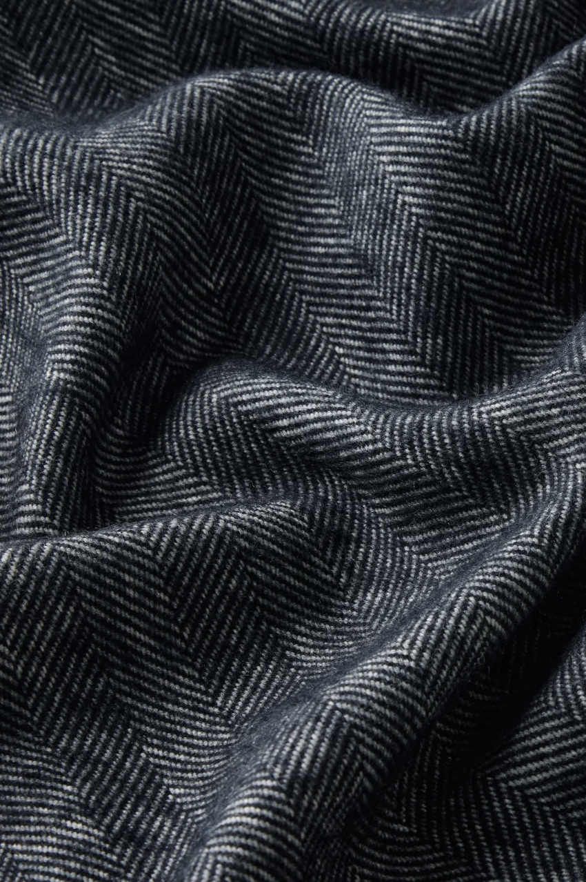 Wool Herringbone Throw - Black