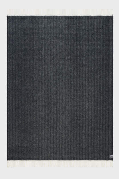 Wool Herringbone Throw - Black