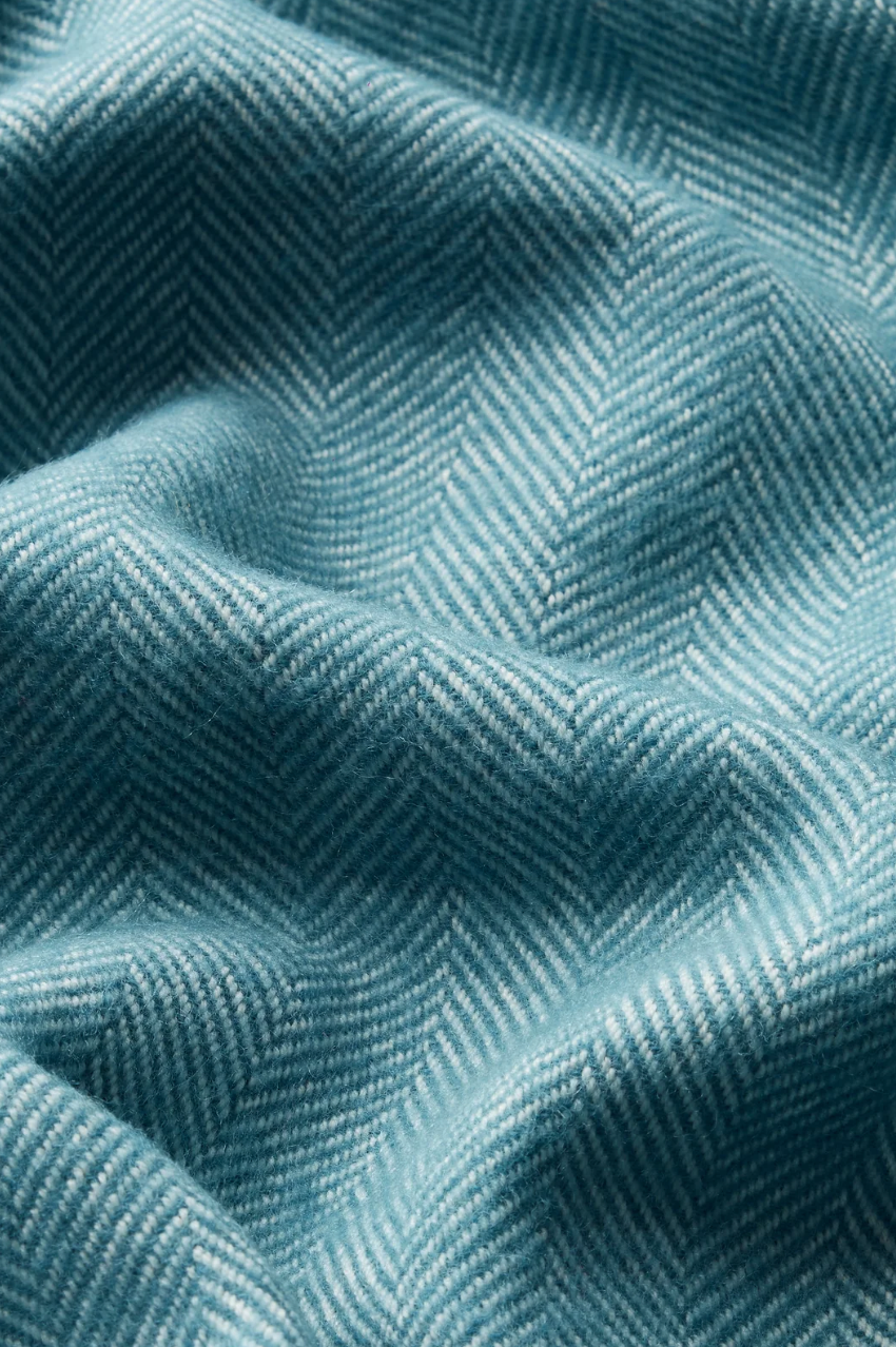 Wool Herringbone Throw - Teal