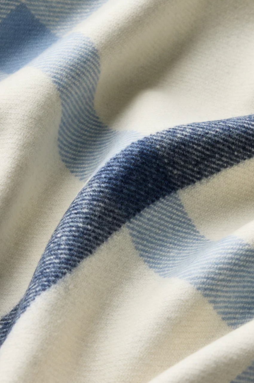 Wool Summer Plaid Throw - Sleepy Bay Blue