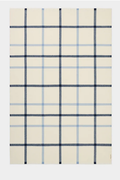 Wool Summer Plaid Throw - Sleepy Bay Blue