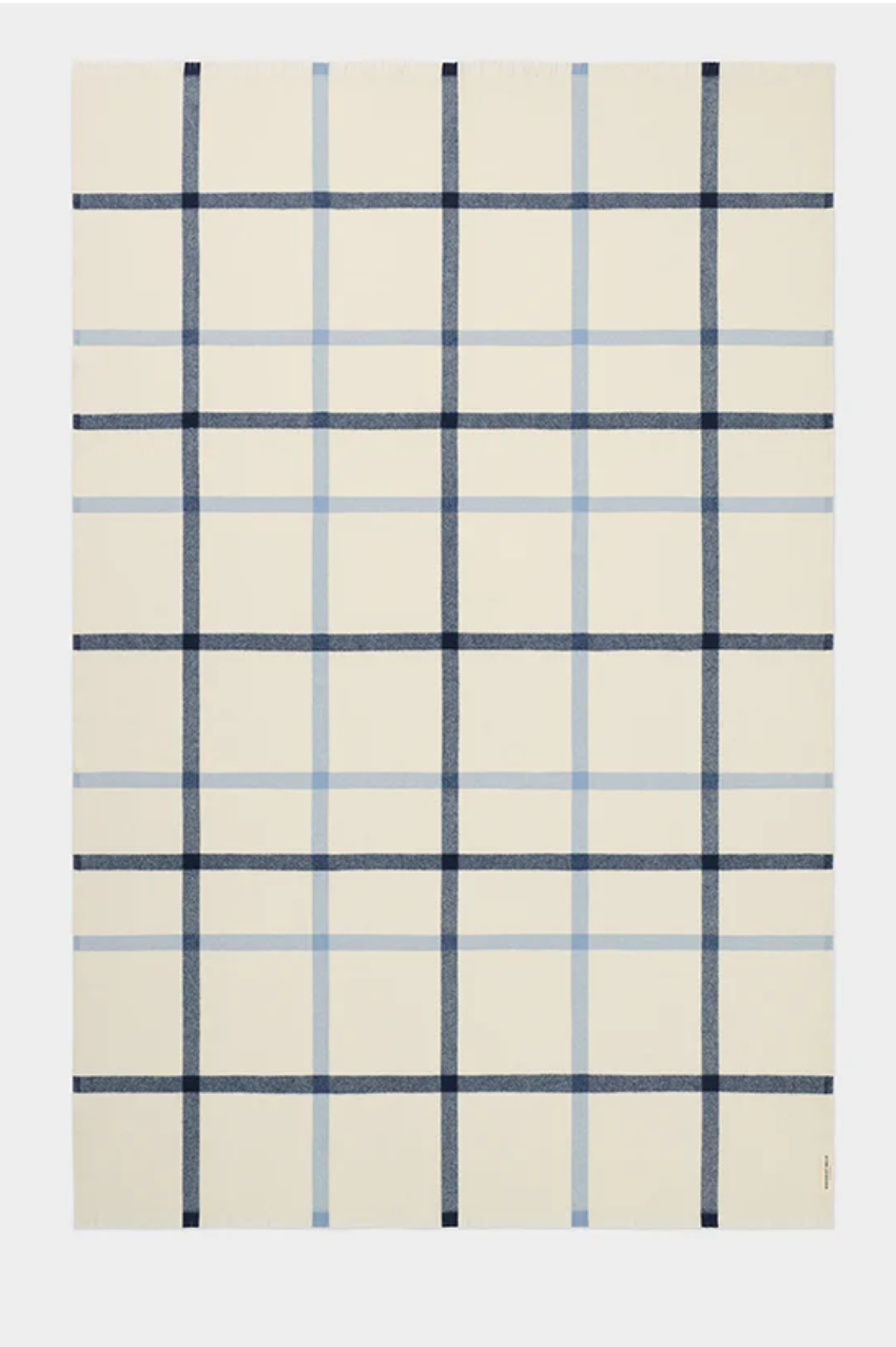 Wool Summer Plaid Throw - Sleepy Bay Blue